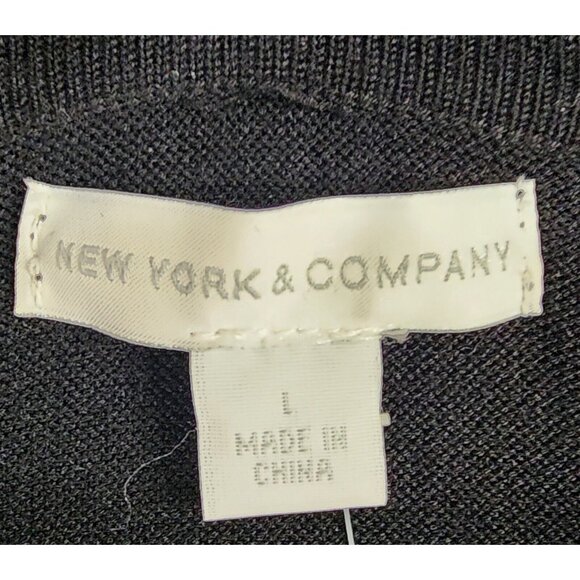New York and Company Sweater Womens Large Black Cowl Neck Long Sleeve Y2K Top - Picture 3 of 11